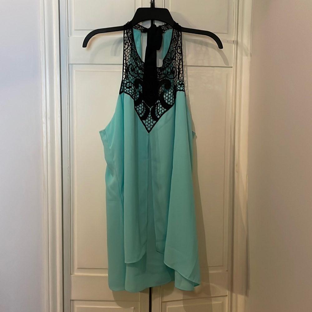 City Chic mint  neck embroidered top